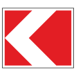 Дорожный знак 1.34.2 «Направление поворота» (малый) (металл 0,8 мм, III типоразмер: 700х865 мм, С/О пленка: тип В алмазная)